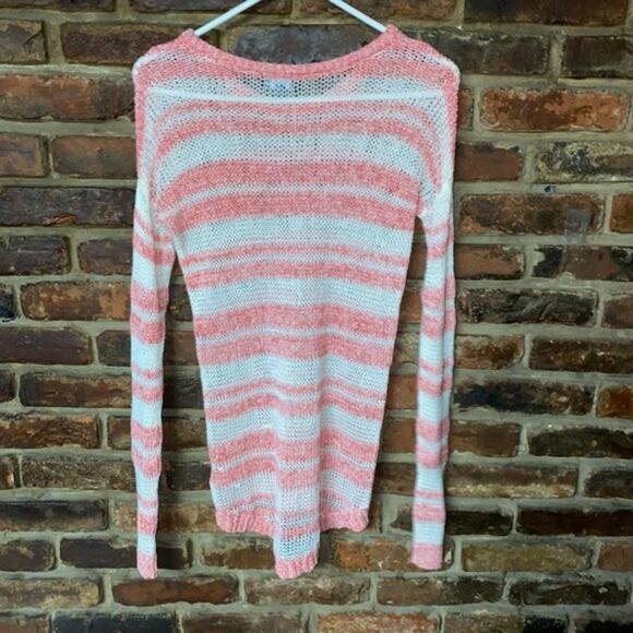 Splendid Loose Knit Pink & White Striped Long Sleeve Top Women's Size XS - Picture 4 of 9